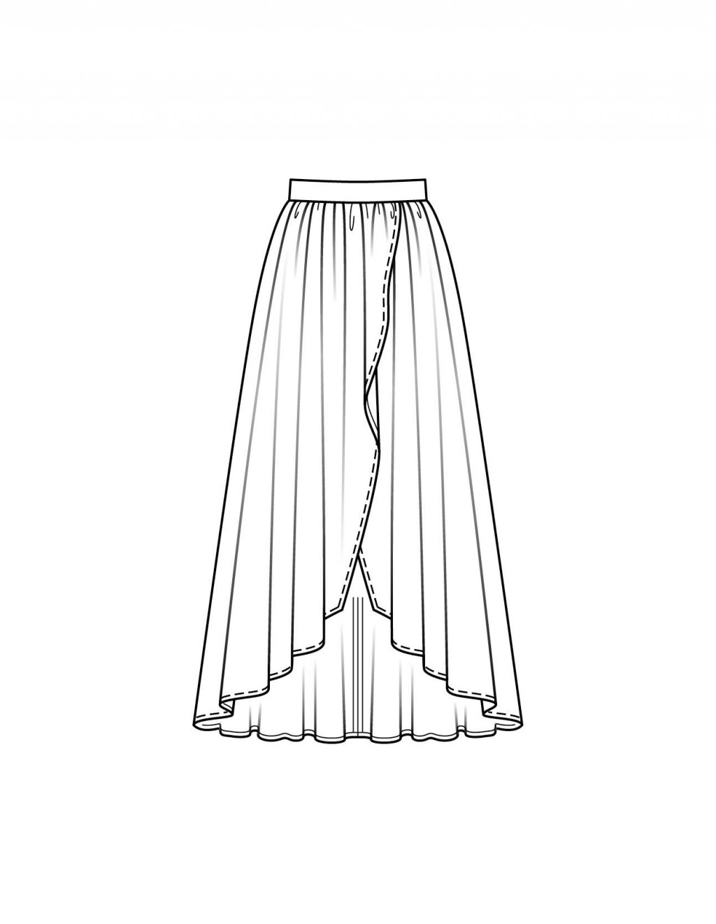 Эскиз длинной юбки