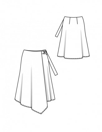 Asymetrická zavinovací sukně